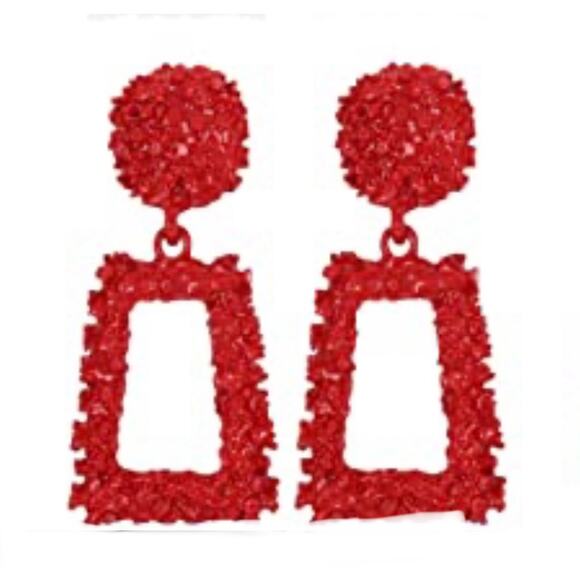 Textured Metal Drop Earrings - Picture 1 of 1